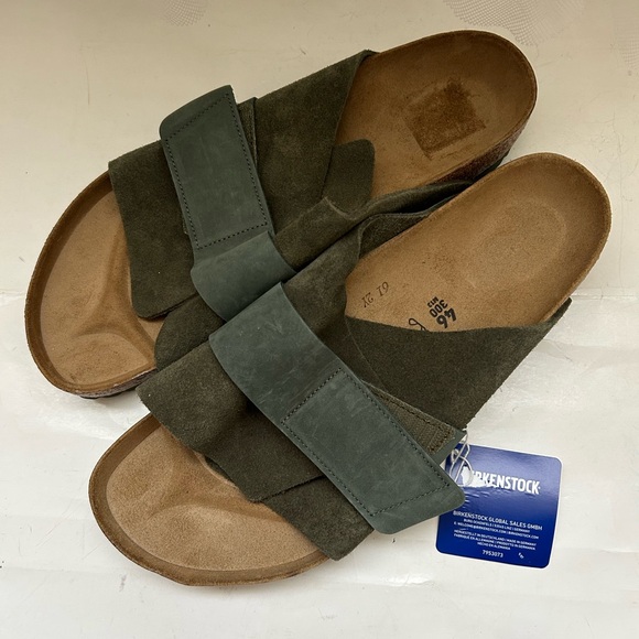 Birkenstock NWT Kyoto suede leather thyme green sandals men size 13 - Picture 1 of 7